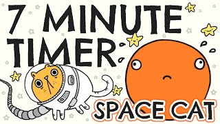 7 Minute Countdown Timer: Cartoon Space Cat with Supernova!