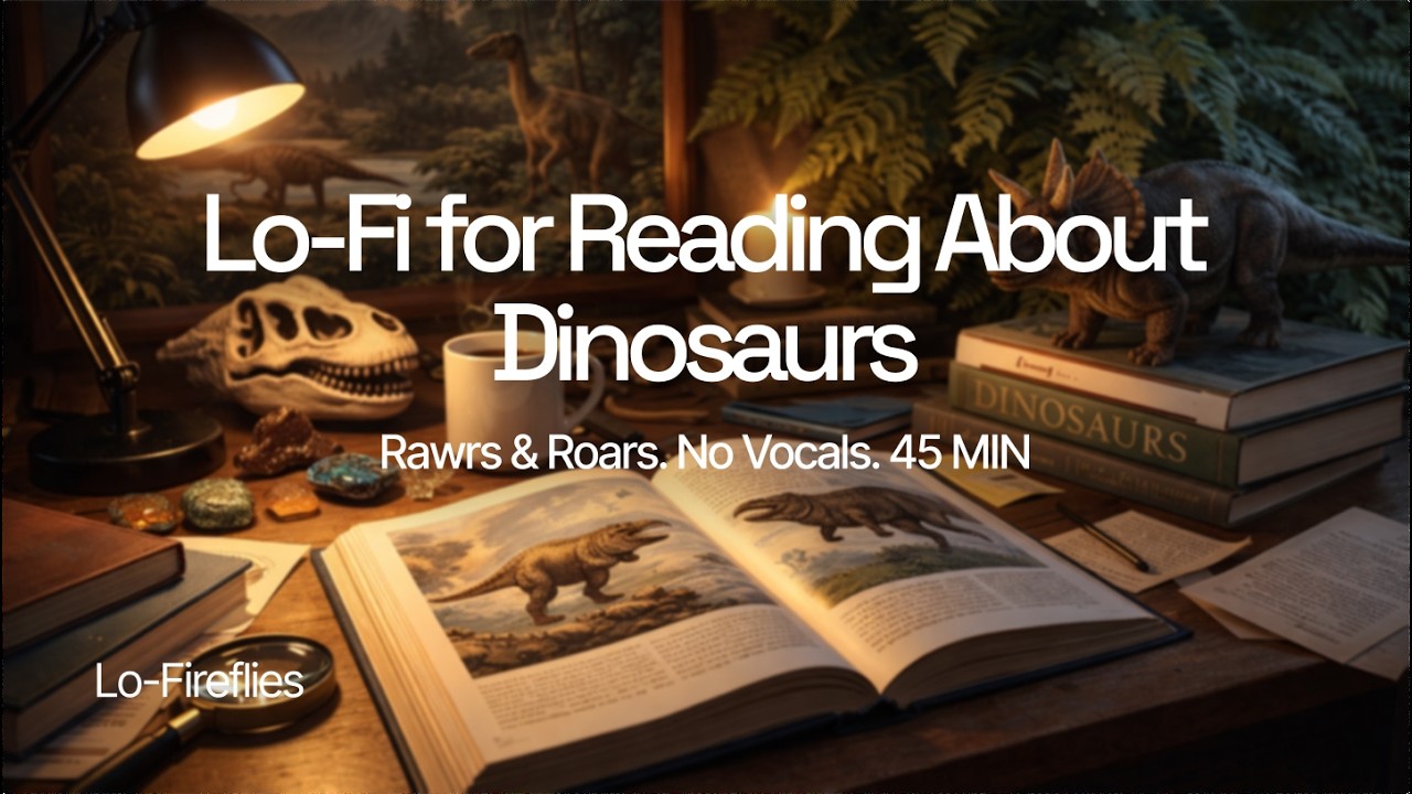 Instrumental Music for Reading & Learning About Dinosaurs | Rawrs & Roars No Vocals 45 min