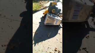 Church leaf cleanup using a Accelerator bagger.