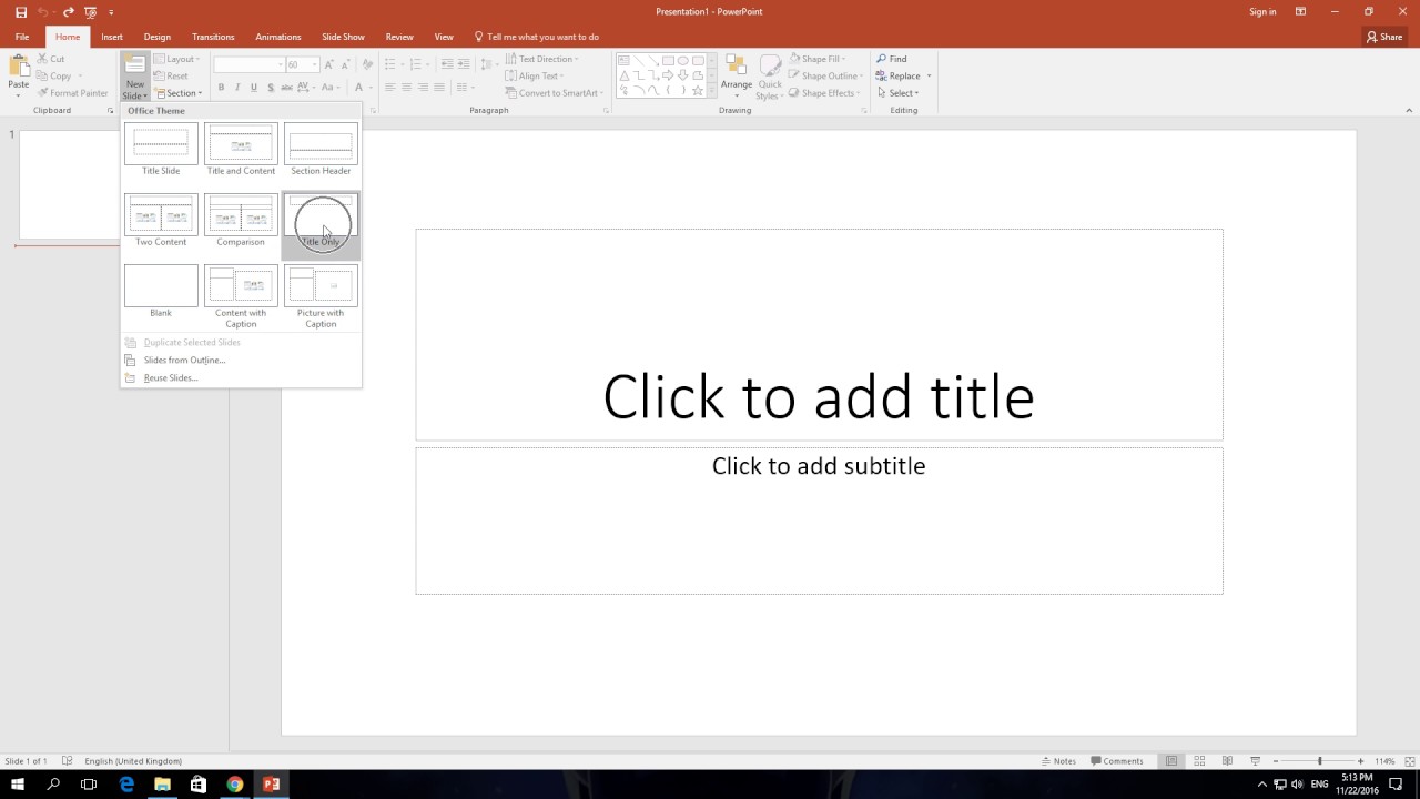 add presentation title powerpoint