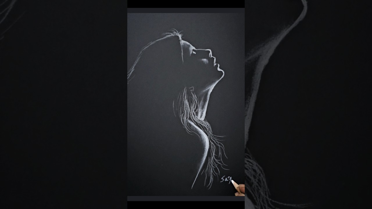 How to draw a portrait on black paper art artist drawing