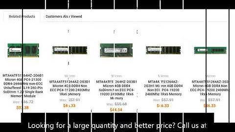 MTA4ATF51264AZ-2G3B1 Micron 4GB DDR4 Non ECC PC4-19200 2400Mhz 1Rx6 Memory