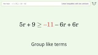 r9 Greater Than Or Equal To 116r  Solve Linear Inequalities With One Unknown