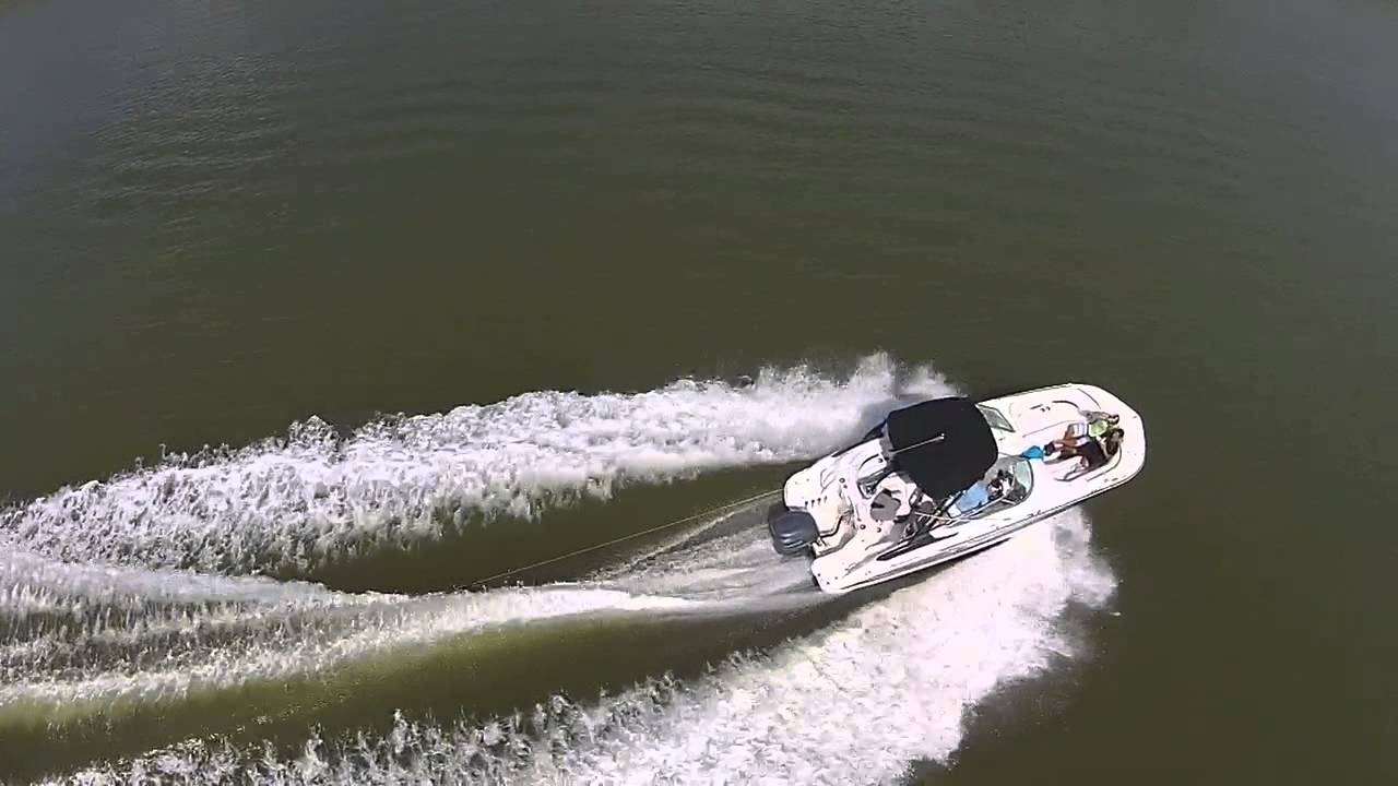 Aaron's quadcoopter with sister on wake board.