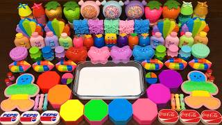 Slime Mixing Random: Rainbow Pastel Glossy Slime With Makeup & Clay ASMR #183