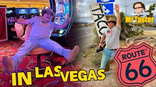 Route 66 Food Challenge! Craziest American steak house in my dream city, Las Vegas