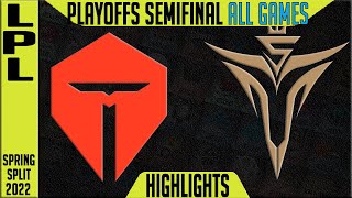 TES vs V5 Highlights ALL GAMES | Semi final LPL Playoffs Spring 2022 | TOP Esports vs Victory 5