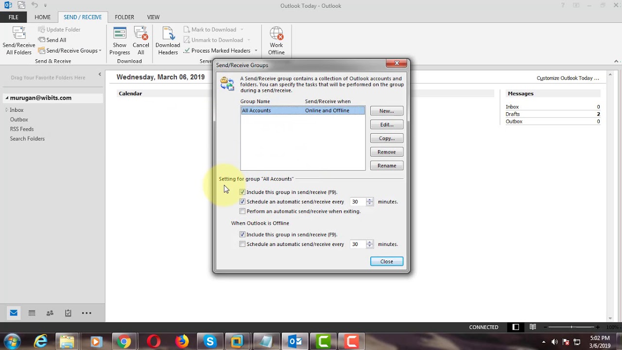 How to Change the Send / Receive Schedule in Outlook - YouTube