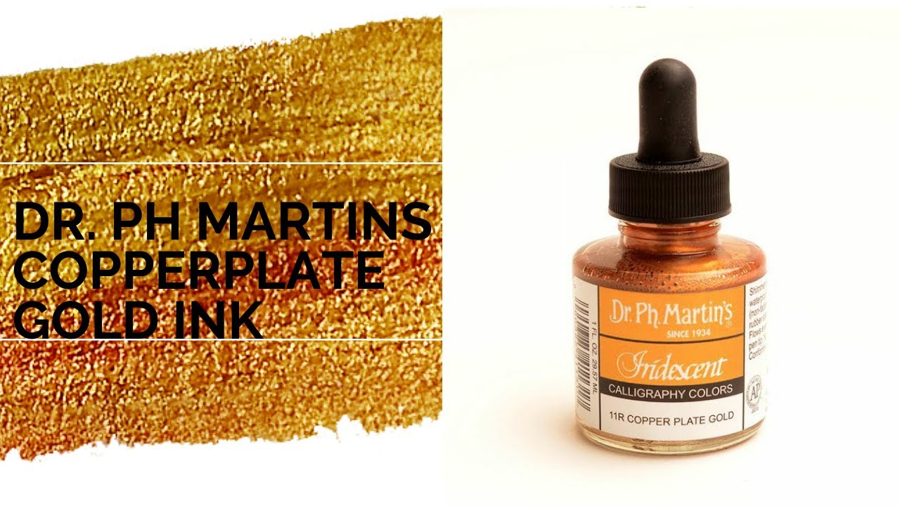 #Calligraphy: Dr Ph Martin'S Iridescent Copper Plate Gold Ink | Gold Watercolor Ink