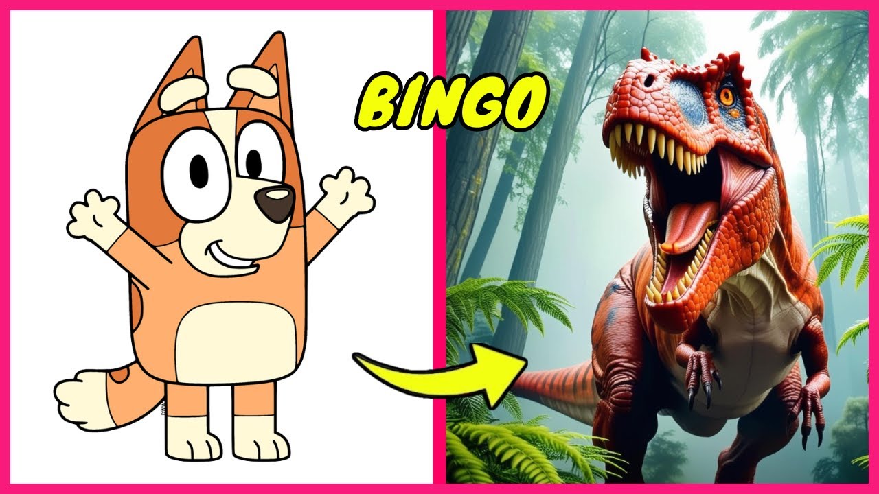 How Bluey Characters Look as Dinosaurs + Favorite SNACKS 🥰Bluey💙Bingo❤️Socks💙Chilli🐶Bandit🐕