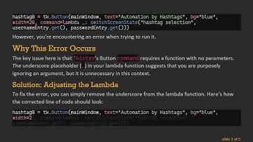 Fixing the Tkinter Lambda Function Error in Button Commands