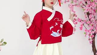 女の子用 縁起の良い刺繍入り ハンフードレス [hanfu16]