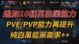 【天堂M】將追加10種萬能藥能力，PVE/PVP能力再提升，純白萬能藥需求將再增加 👉買天堂M鑽卡找我最安心