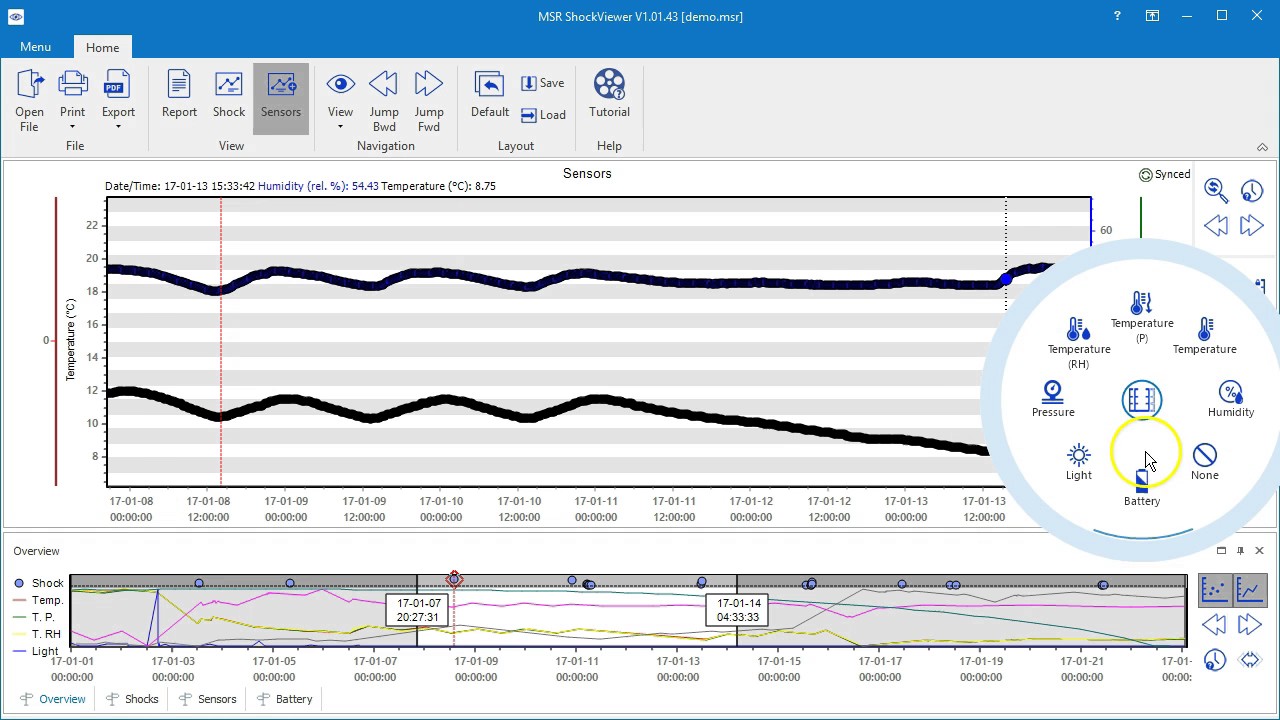 MSR ShockViewer first steps #4: The Sensors view