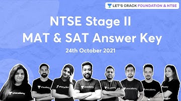 NTSE Stage II: MAT & SAT Answer Key | Let