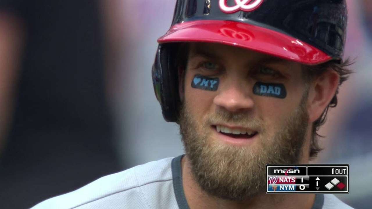 WSH@NYM: Harper wears Father's Day eye black