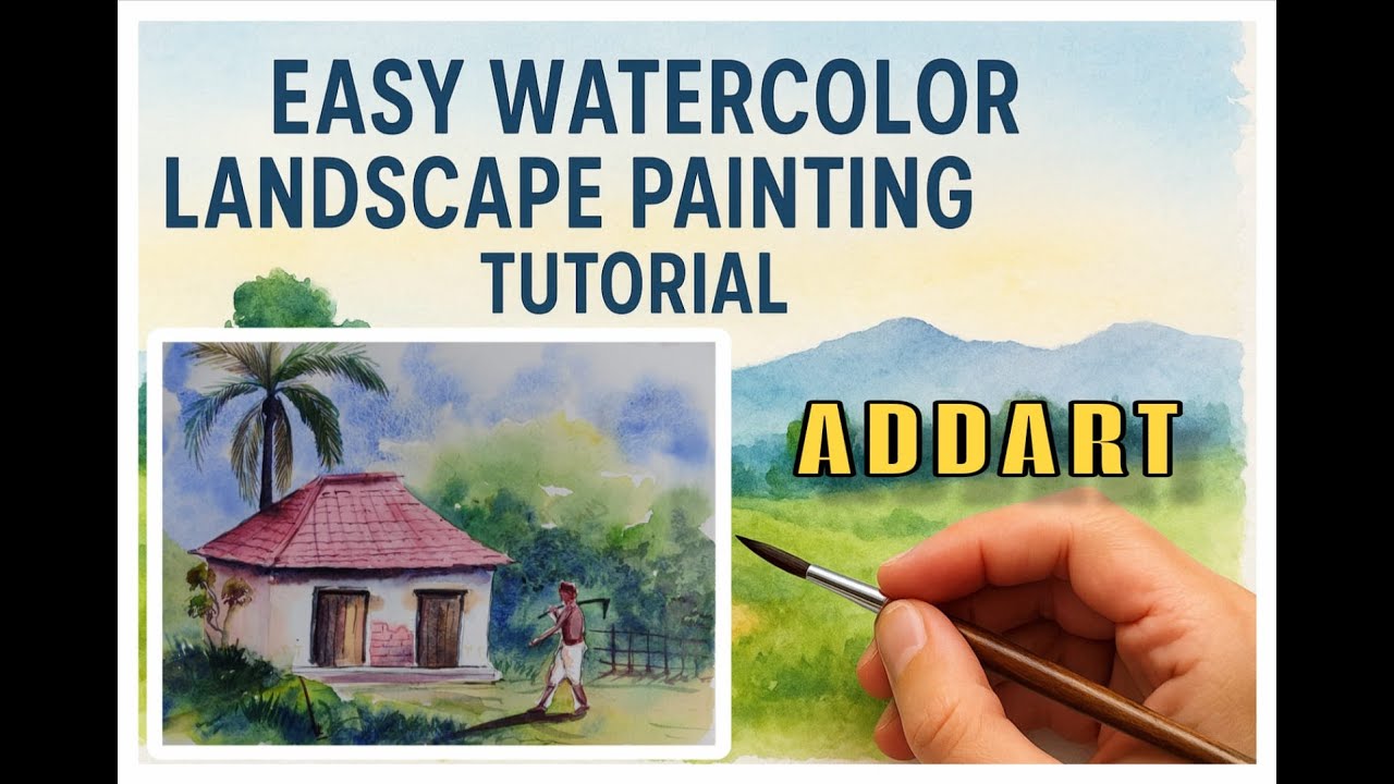 Easy Watercolor Landscape Painting Tutorial | Step by Step for ...