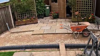 Working on a patio using Tumbled Sandstone