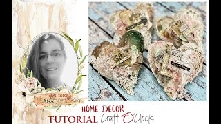 Fabric Vintage Hearts Home Decor step by step tutorial for Home Craft O&#39;clock