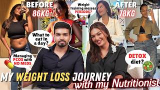 My WEIGHTLOSS JOURNEY w/ PCOS! QnA with my Nutritionist! What I eat? Workout with Periods & more...