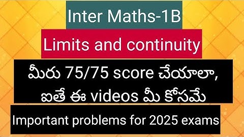 Inter Maths-1B - Limits and continuity - Important problems for final exams 2025