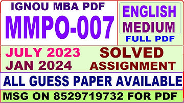mmpo 007 solved assignment 2024 / mmpo 007 solved assignment 2023 / mmpo 007 assignment 2023-24