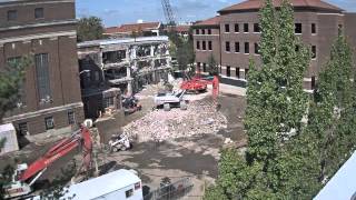 Purdue ENAD Demolition, ALC Construction Time Lapse Video, Sept 2014, POTR Building Fixed Camera 1