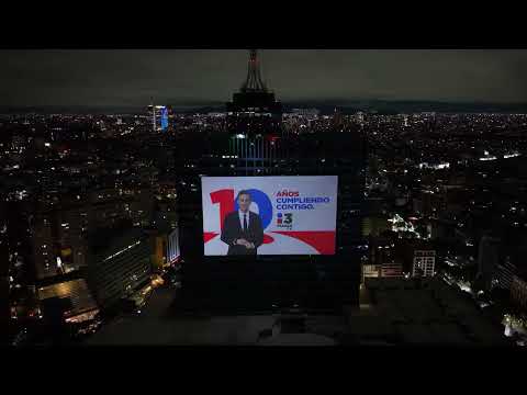 📺El WTC de la Ciudad de México se iluminó con motivo del décimo aniversario de Imagen Televisión