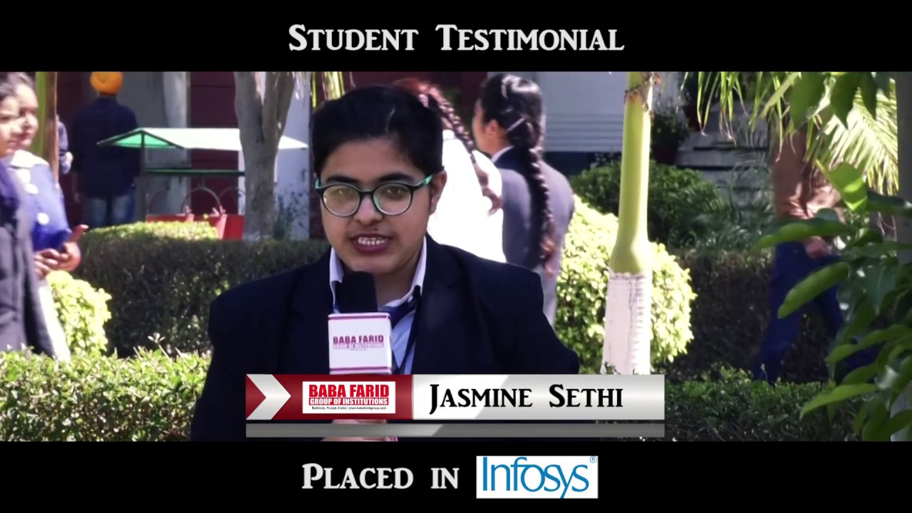 Jasmine Sethi  Placed in Infosys  Student Testimonial  BFGI
