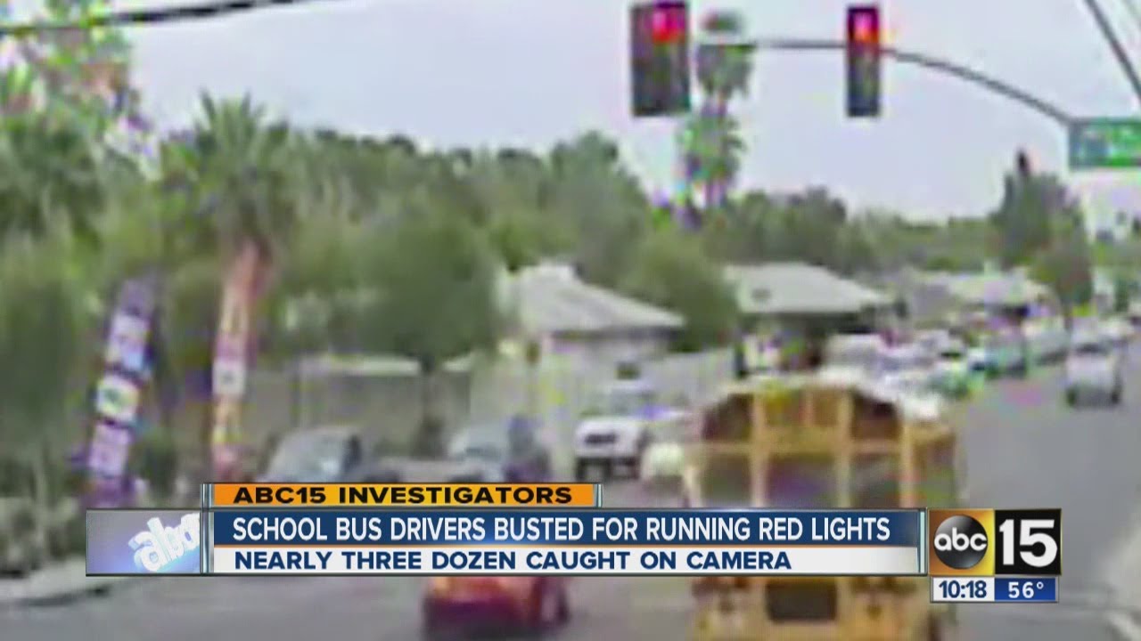 School bus drivers busted for running red lights - YouTube