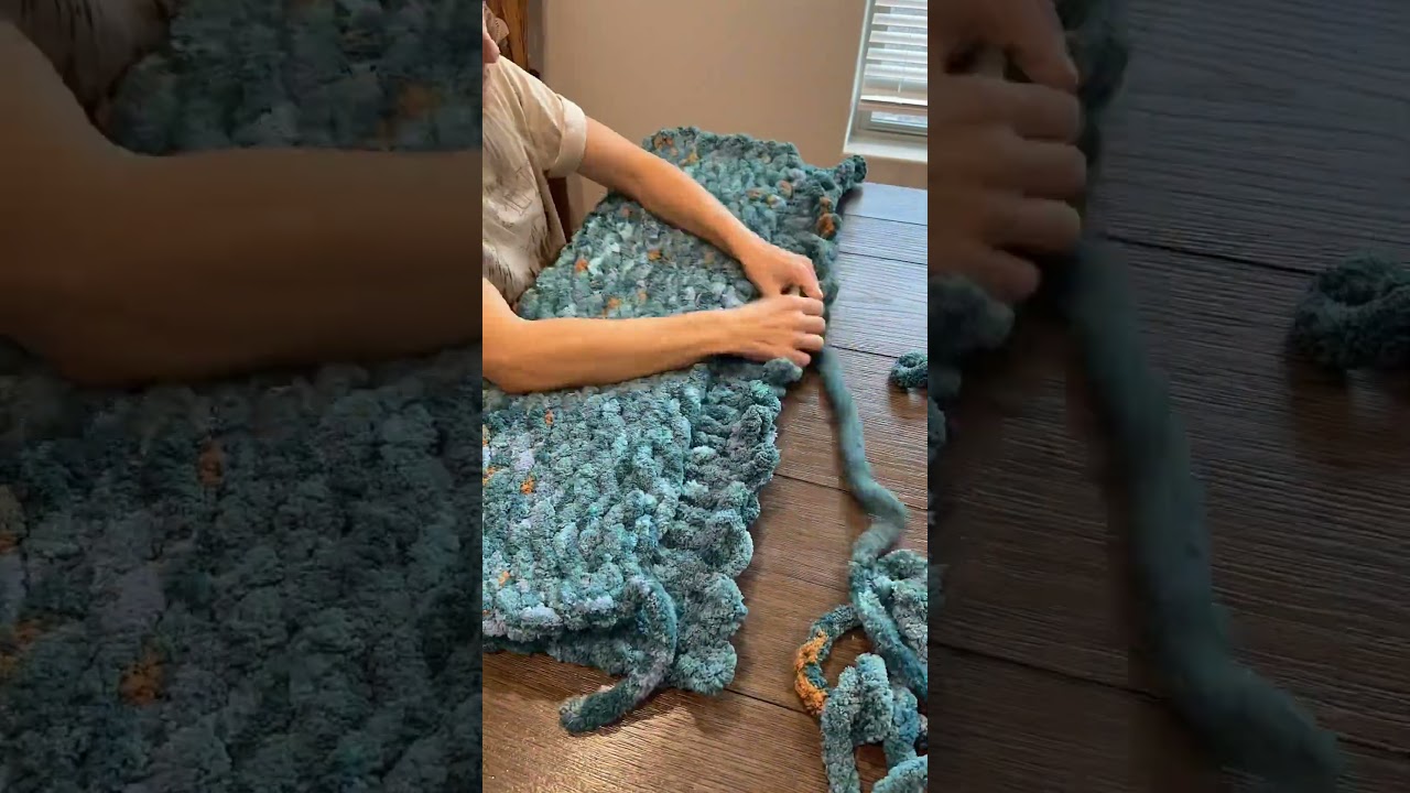 Hand knit chunky blanket tutorial! #crochet #diy #handknitting #knitting #sidehustle