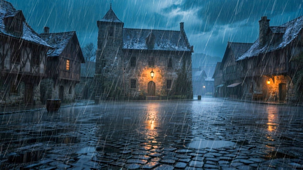 Adiós al Insomnio y al Estrés en 4 Min – Lluvia Fuerte y Truenos para Dormir Profundamente de Noche