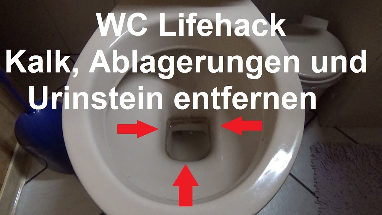 Hartnäckige Kalkflecken Urinstein entfernen Toilette WC Klo reinigen putzen  Essig und Backpulver - YouTube