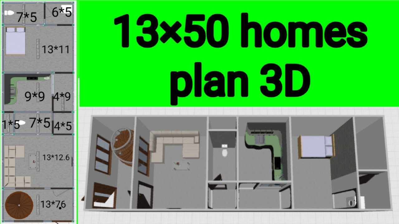 13×50 House naksha - YouTube