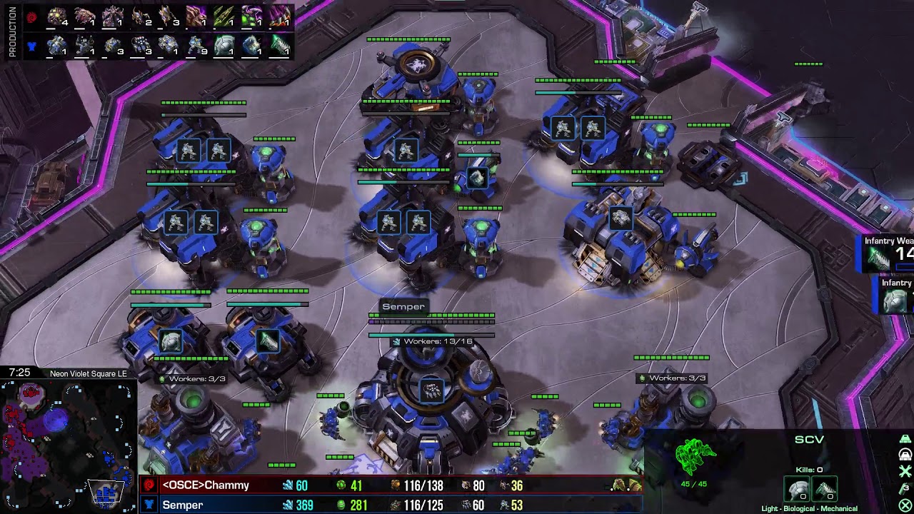 Starcraft 2 - TvZ - Semper vs Cham on Neon Violet Square