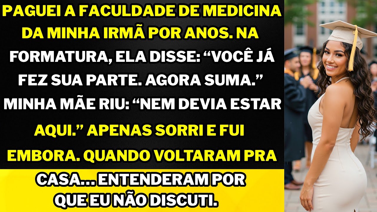 Minha irmã, que eu paguei a faculdade de medicina, disse que eu não pertenço à formatura dela então.