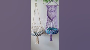 She is so comfortable on this beautiful macrame cat swing we made for her