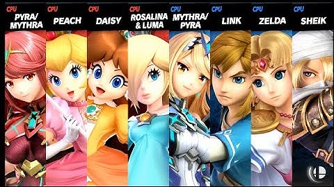 Pyra / Mythra and Peach and Daisy and Rosalina & Luma VS Mythra / Pyra and Link and Zelda and Sheik