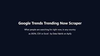 Google Trends Trending Now Scraper: what's trending right now, in any country (Apify demo)