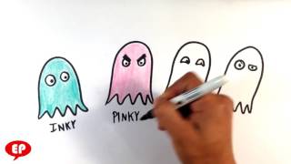 How to Draw Pacman Ghosts - Easy Picture to Draw