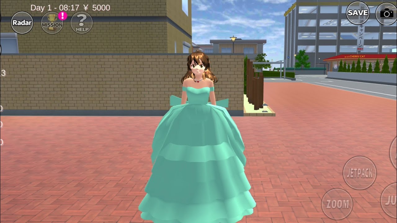 🌸👑💙 Flower Style Green Princess Gown in Sakura School Simulator
