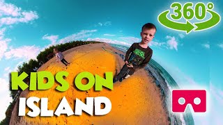 Kids on Island by the sea in Cyprus | Playing with friends | 360 VR video for kids. 360 Virtual Real