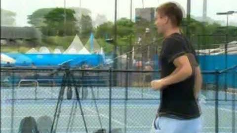 Soderling and Pistolesi giving a lesson at the Brisbane International 2011