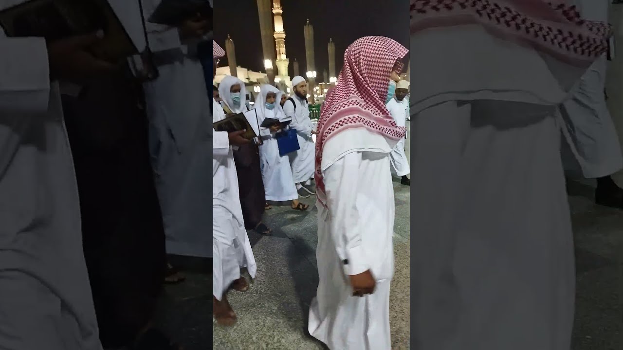 قراءة الطلاب أفواتهم أثناء خروج الشيخ صالح العصيمي من الحرم