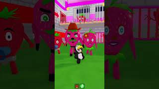 Gugugaga Penguin escape STRAWBERRY POLICE FAMILY PRISON RUN #roblox #shorts
