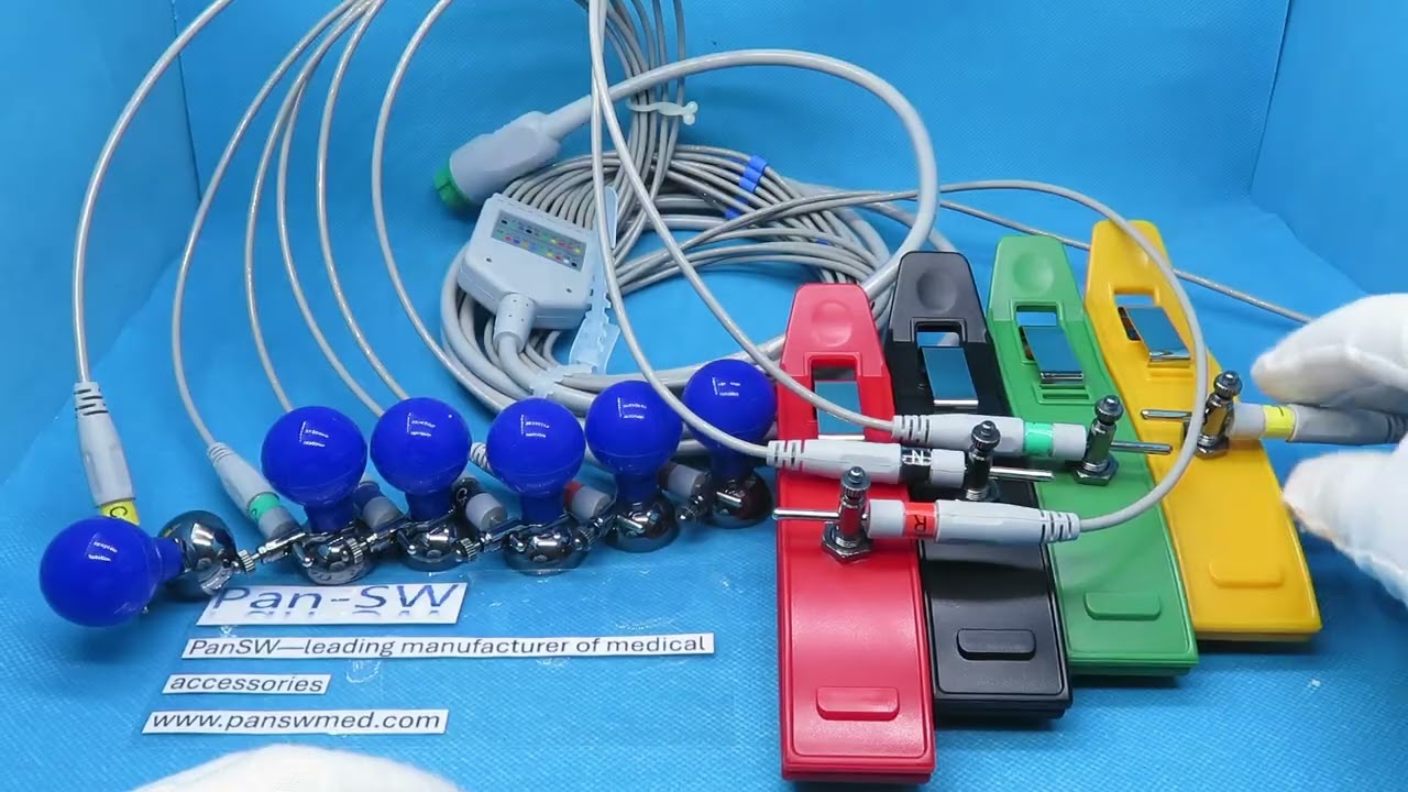 EKG 10033A EKG 10013D Compatible Mindray Ten Leads Patient Monitor ECG Cable – DIN Model, IEC Color