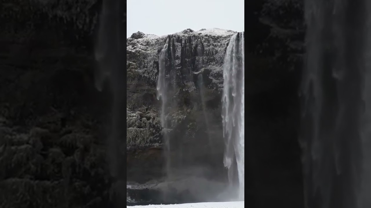 A very cold and windy day at Seljalandsfoss waterfall!