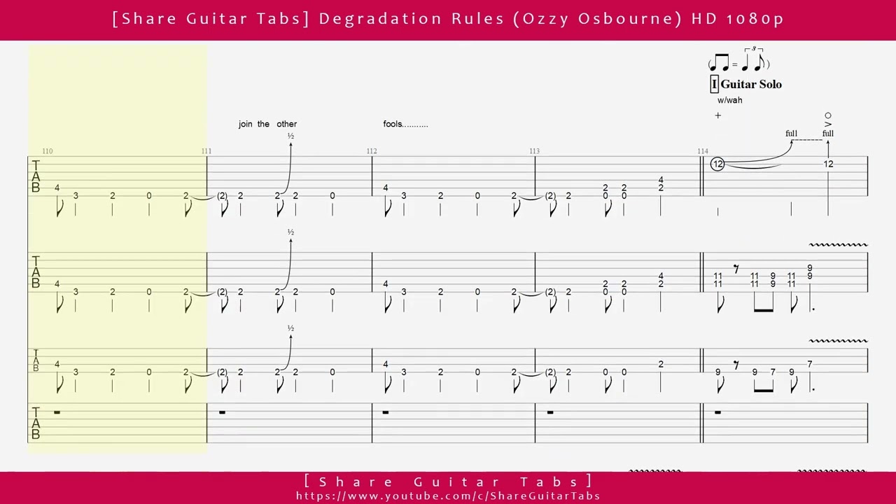 [Share Guitar Tabs] Degradation Rules (Ozzy Osbourne) HD 1080p - YouTube
