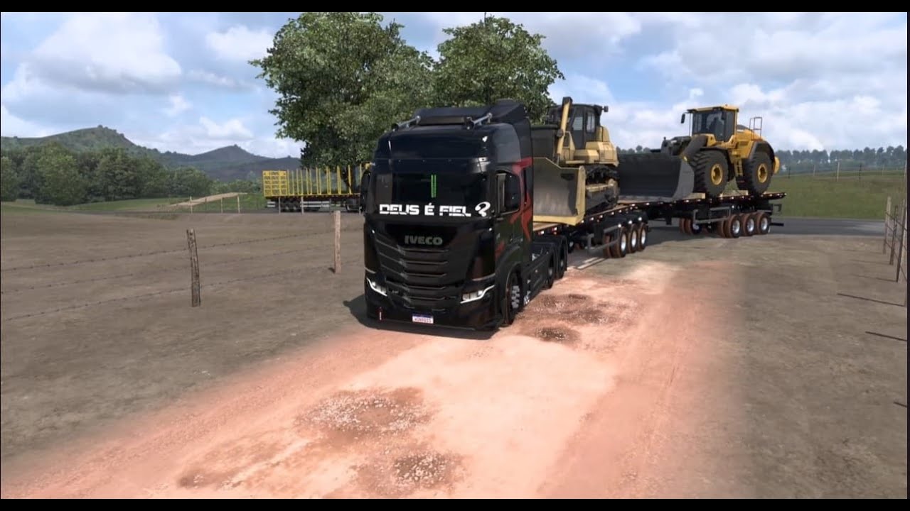 LINDO IVECO SWAY,  TRANSPORTANDO MAQUINARIA PESADA