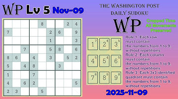 (delayed) The Washington Post Daily Sudoku 2025-11-09 Level 5 #WithError